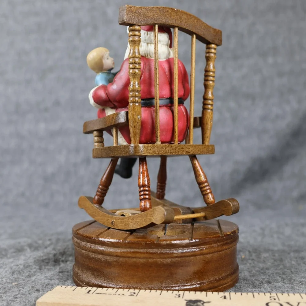 Vintage House Of Lloyd Santa Music Box Wood Rocking Chair Jolly Old St Nicholas